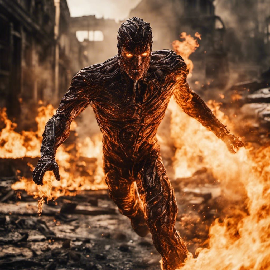 Human Torch Action Scene in Ridley Scott Style