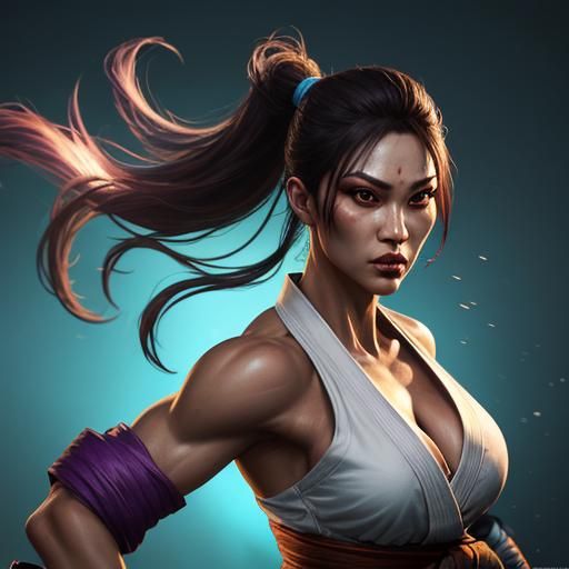 Hyperrealistic Two-Faced Karate Thief in Action