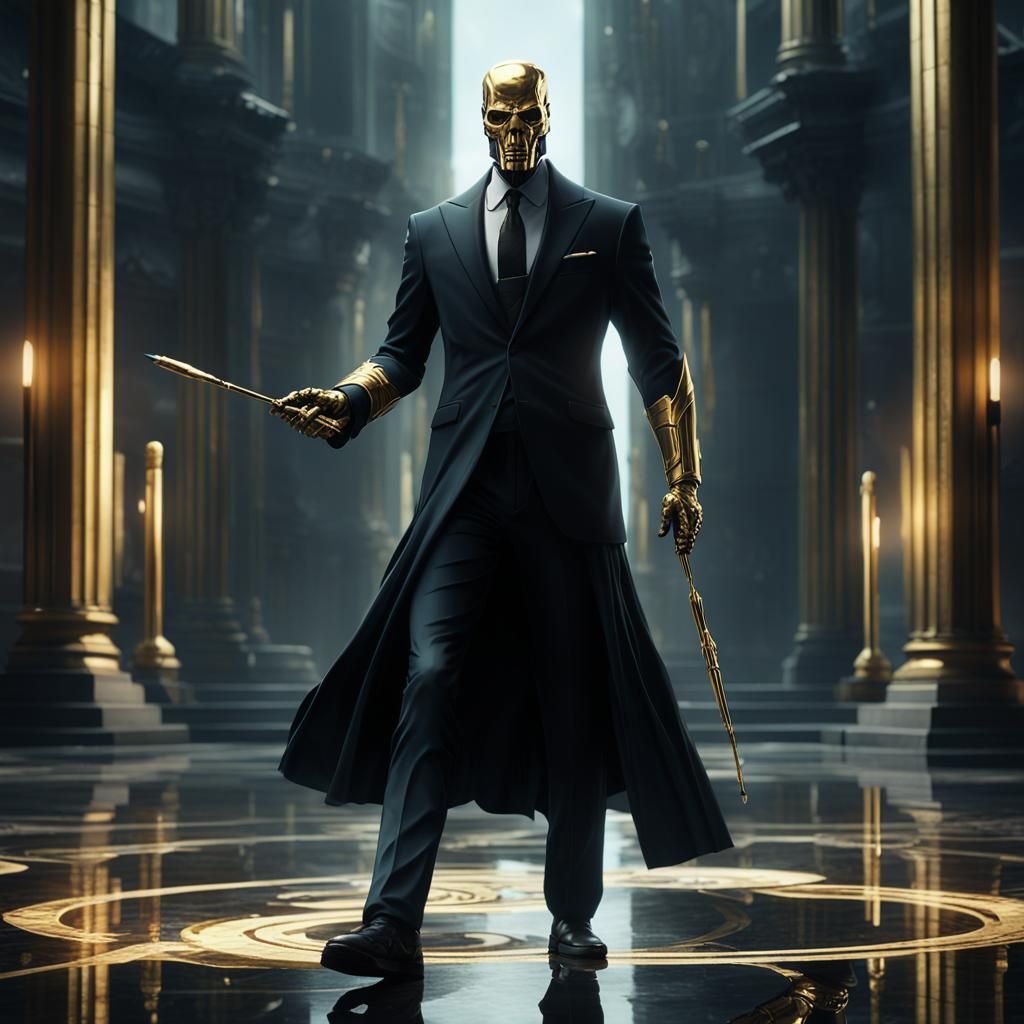 Towering Figure Directs Unseen Forces in Dark Fantasy