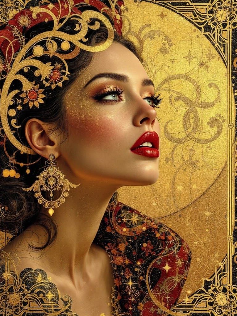 Luxurious Art Deco Goddess Radiates Opulence and Elegance