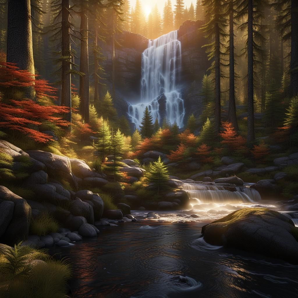 Adirondack Waterfall Fantasy Concept Art