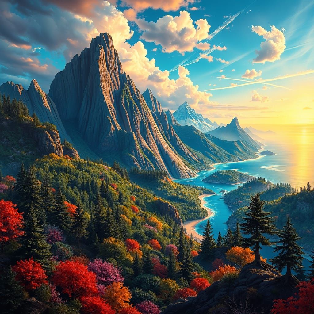 Airbrushed Landscapes Mural in Futuristic Style