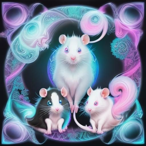 UV Black Light Rats with Optical Illusion Frame