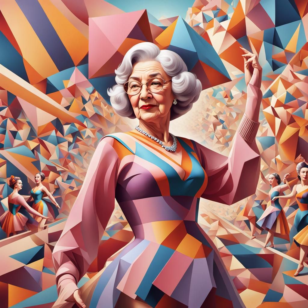 Hyperrealistic Ballet Dancer in Geometric Fauvism Style