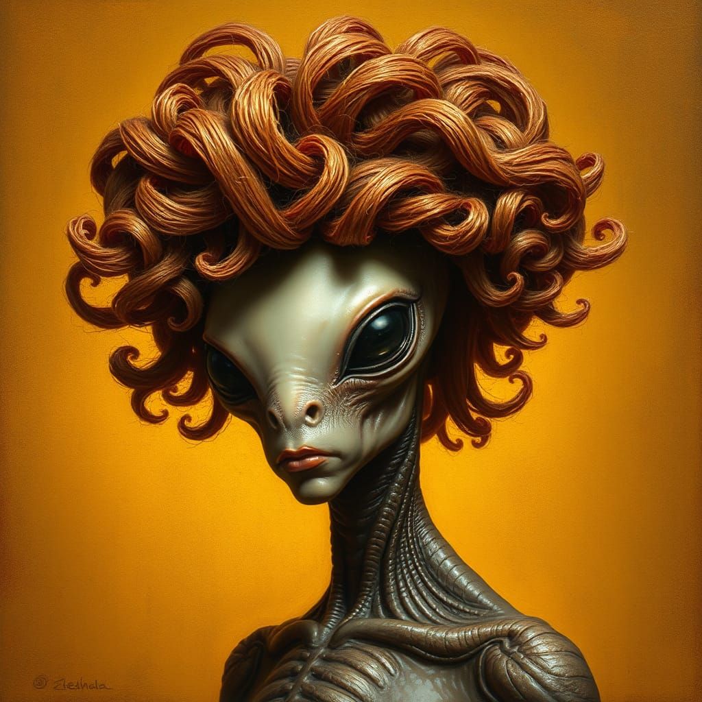 Alien with Baroque Wig in Renaissance Style