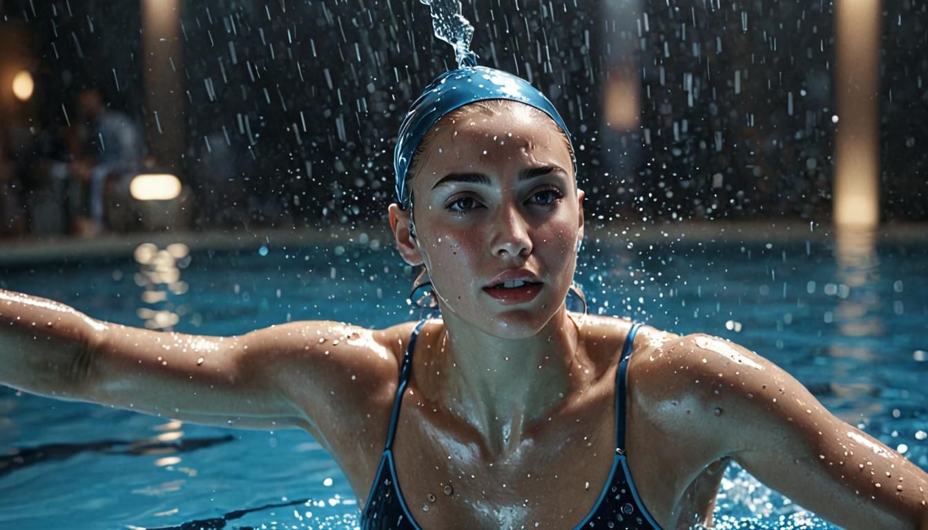 Para-Swimmer Mid-Stroke: Dynamic Digital Concept Art