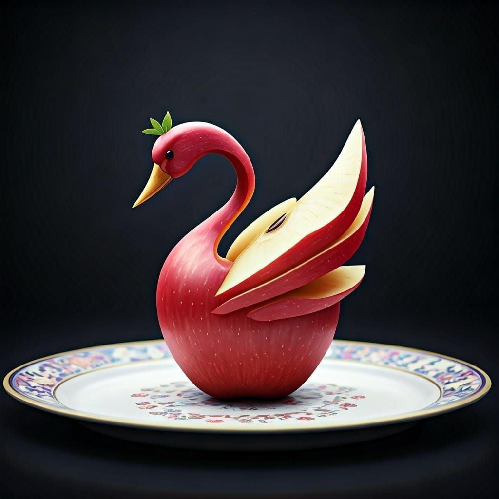 Exquisite Swan Apple on Fine China