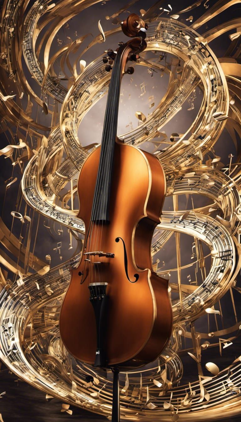 Musician and Swirling Notes in Fantasy Concept Art