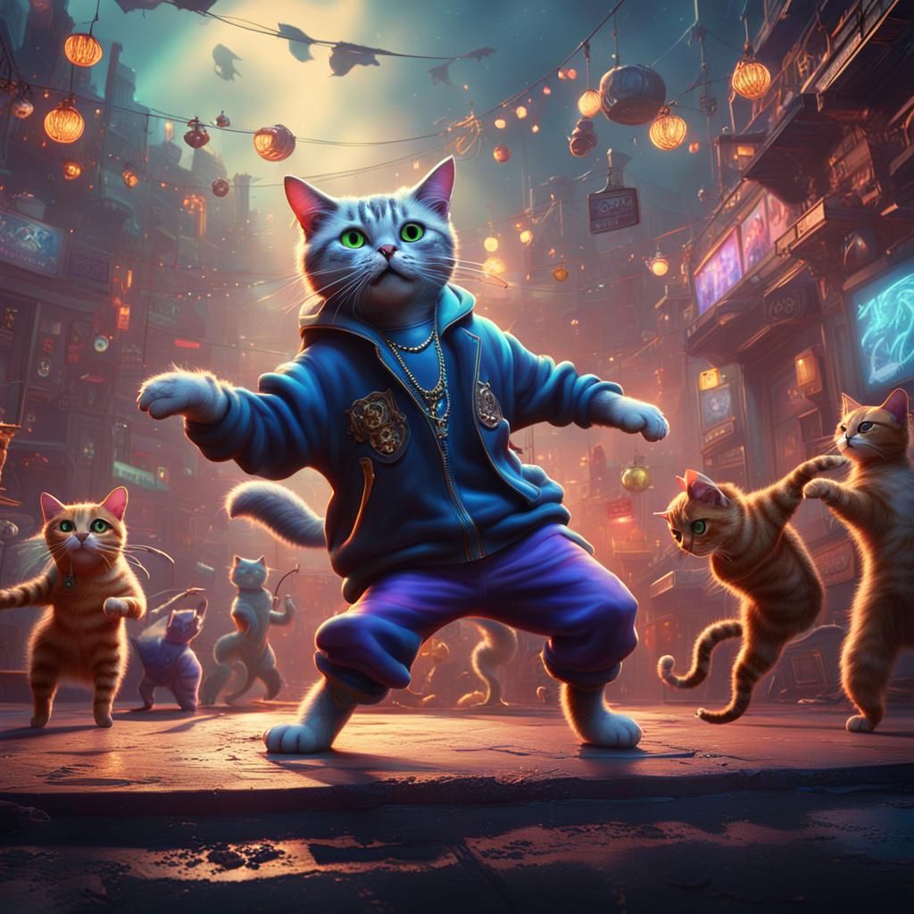 Cats Dancing with Hip Hop Style