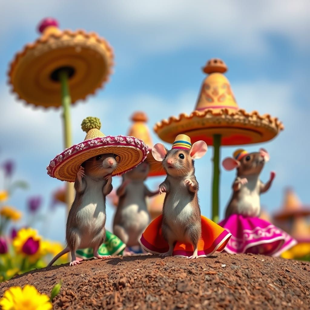 Dancing Mice Wearing Sombreros