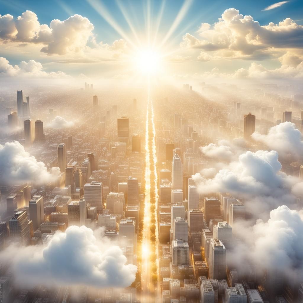City in the Clouds with Golden Streets