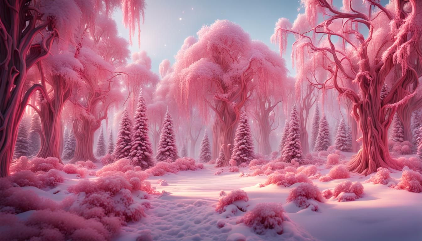 Pink Winter Garden with Candy Cane Trees