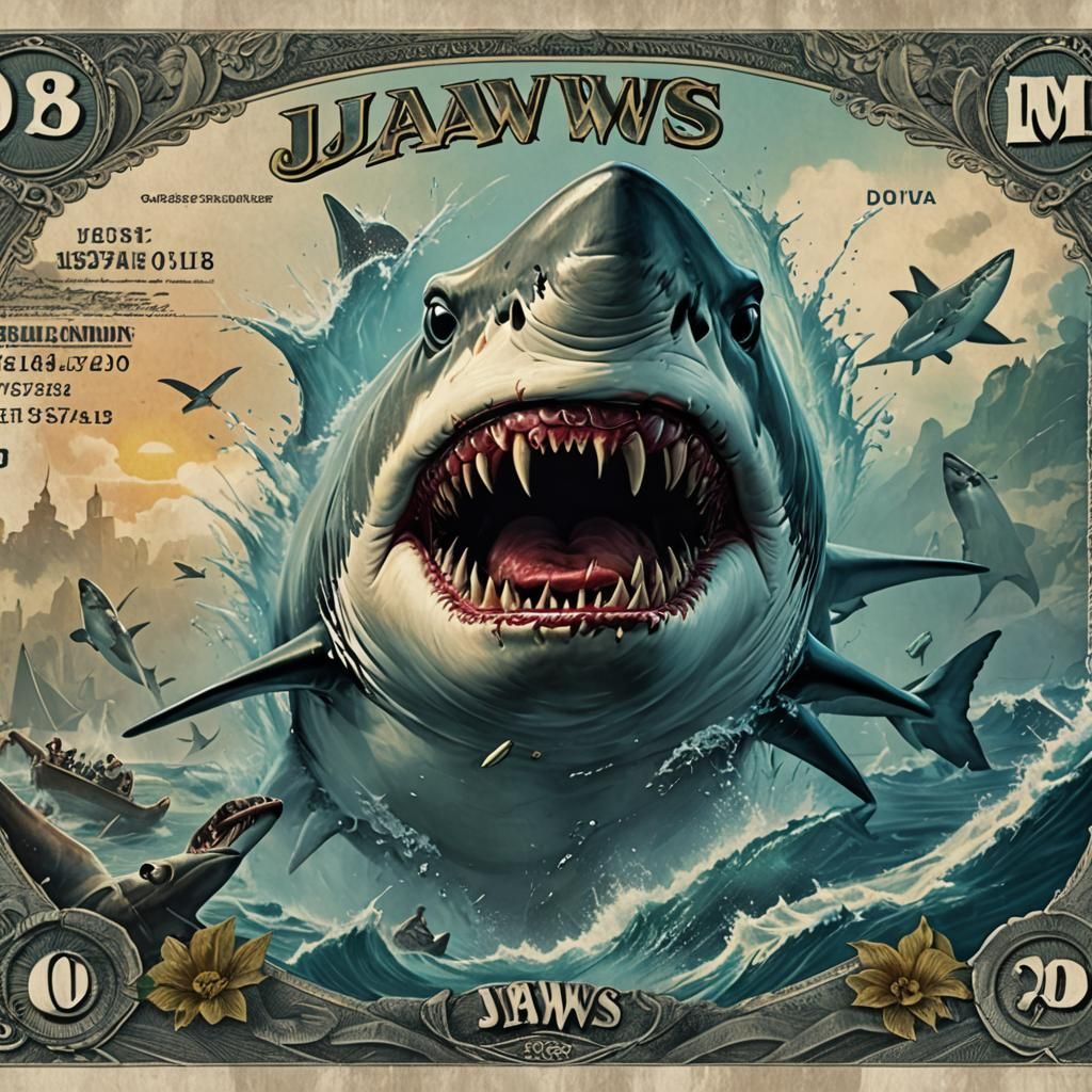 Jaws Movie Poster as Banknote Art