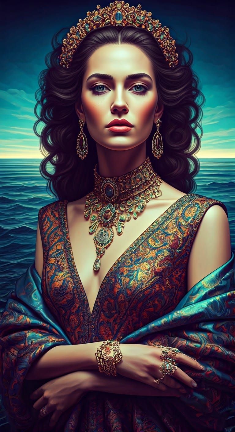 Ethereal Goddess in Hyperrealistic Cyberpunk Attire