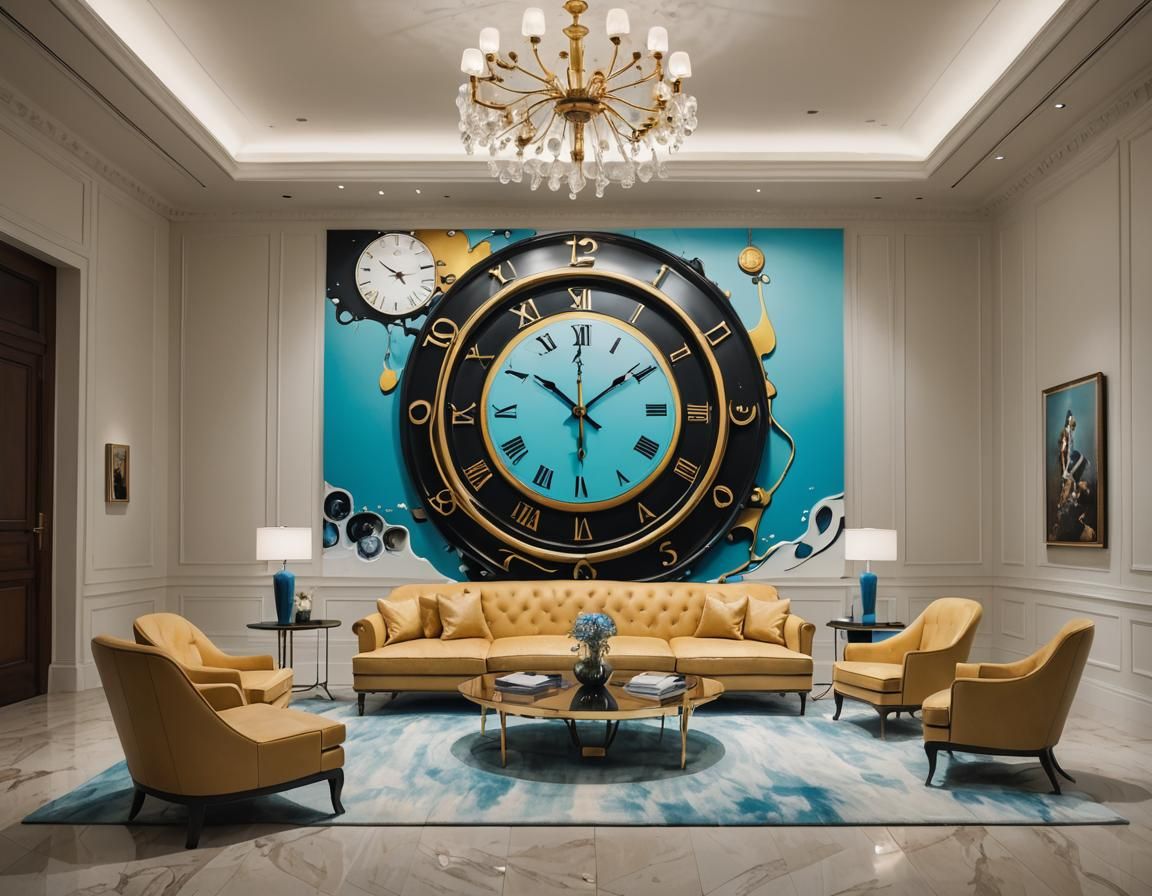 Minimalist Lounge with Dali-esque Melting Clock