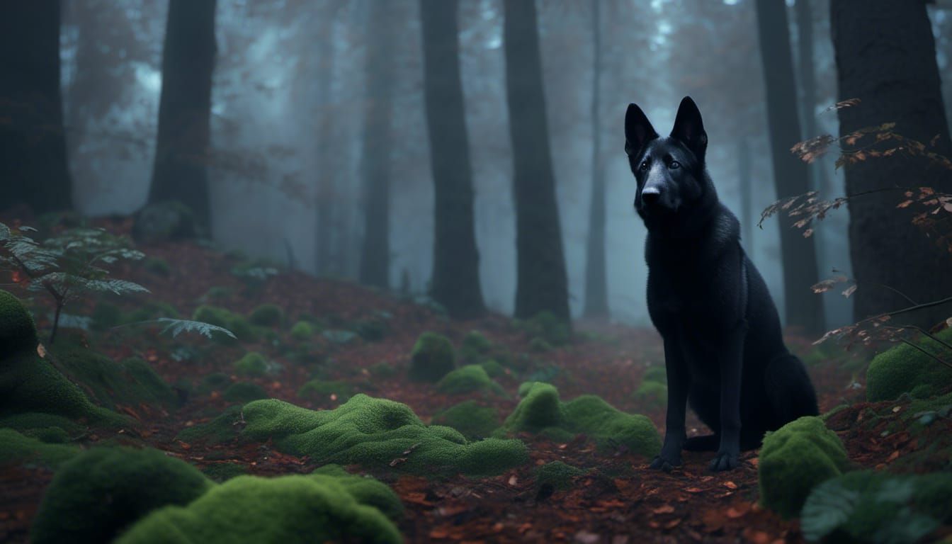 Enchanted Forest: Hyperrealistic German Shepherd Puppy