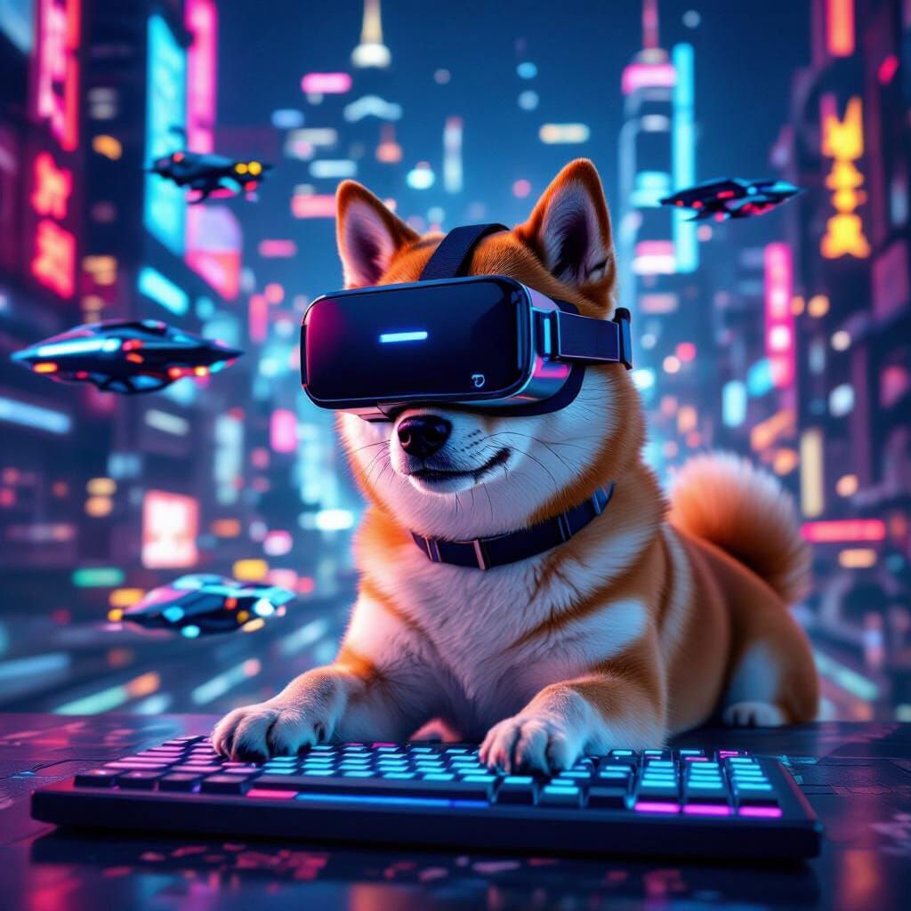 Shiba Inu's VR Adventure in a Neon Metropolis