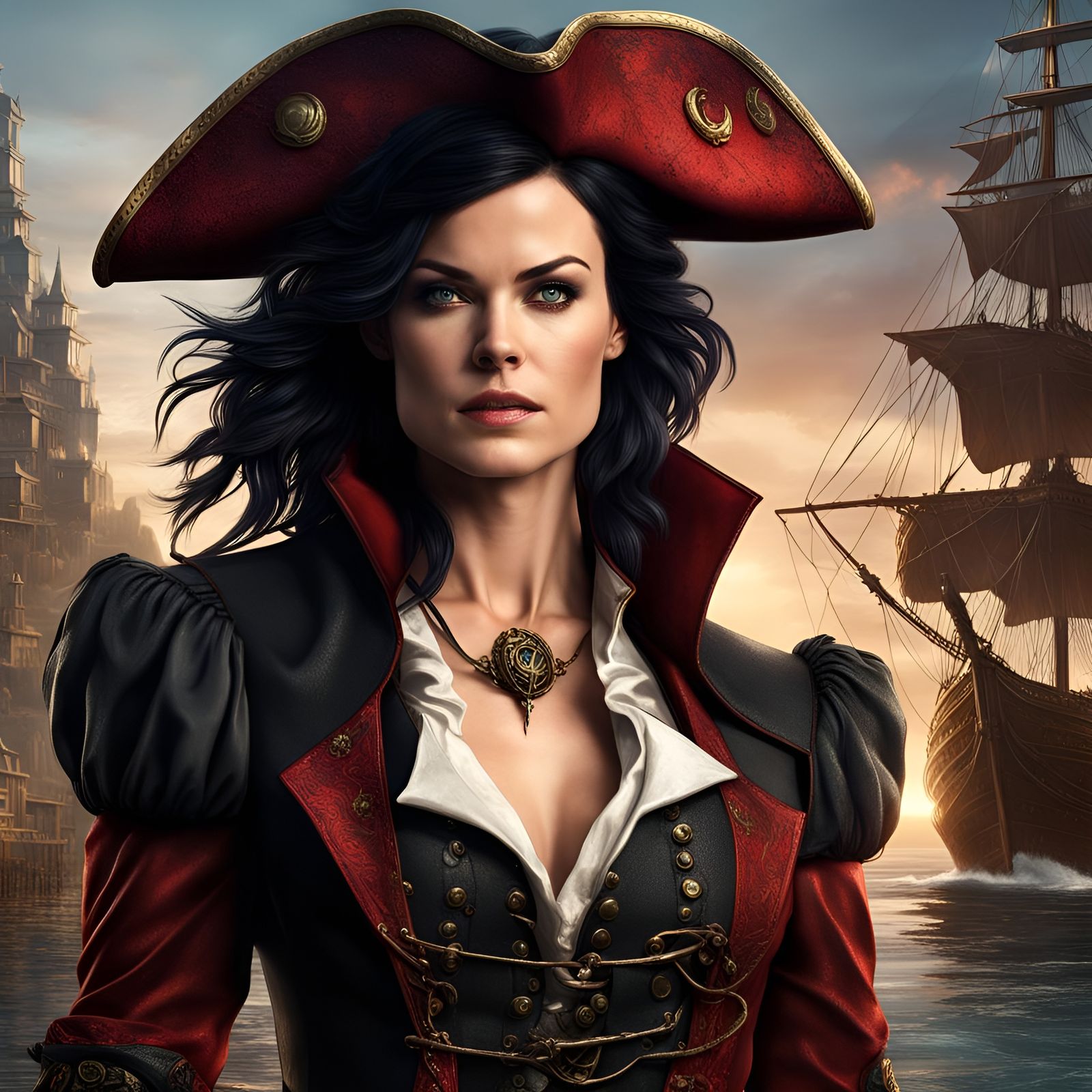 Female Captain Hook: Detailed Fantasy Concept Art