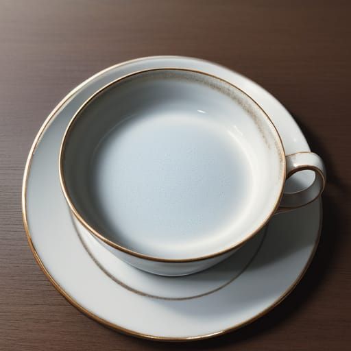 Melancholic Teacup with Face, Oil Painting