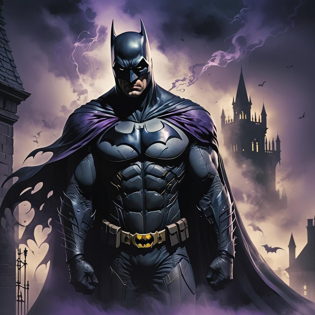Batman in Mist: A Gothic Dark Fantasy Illustration