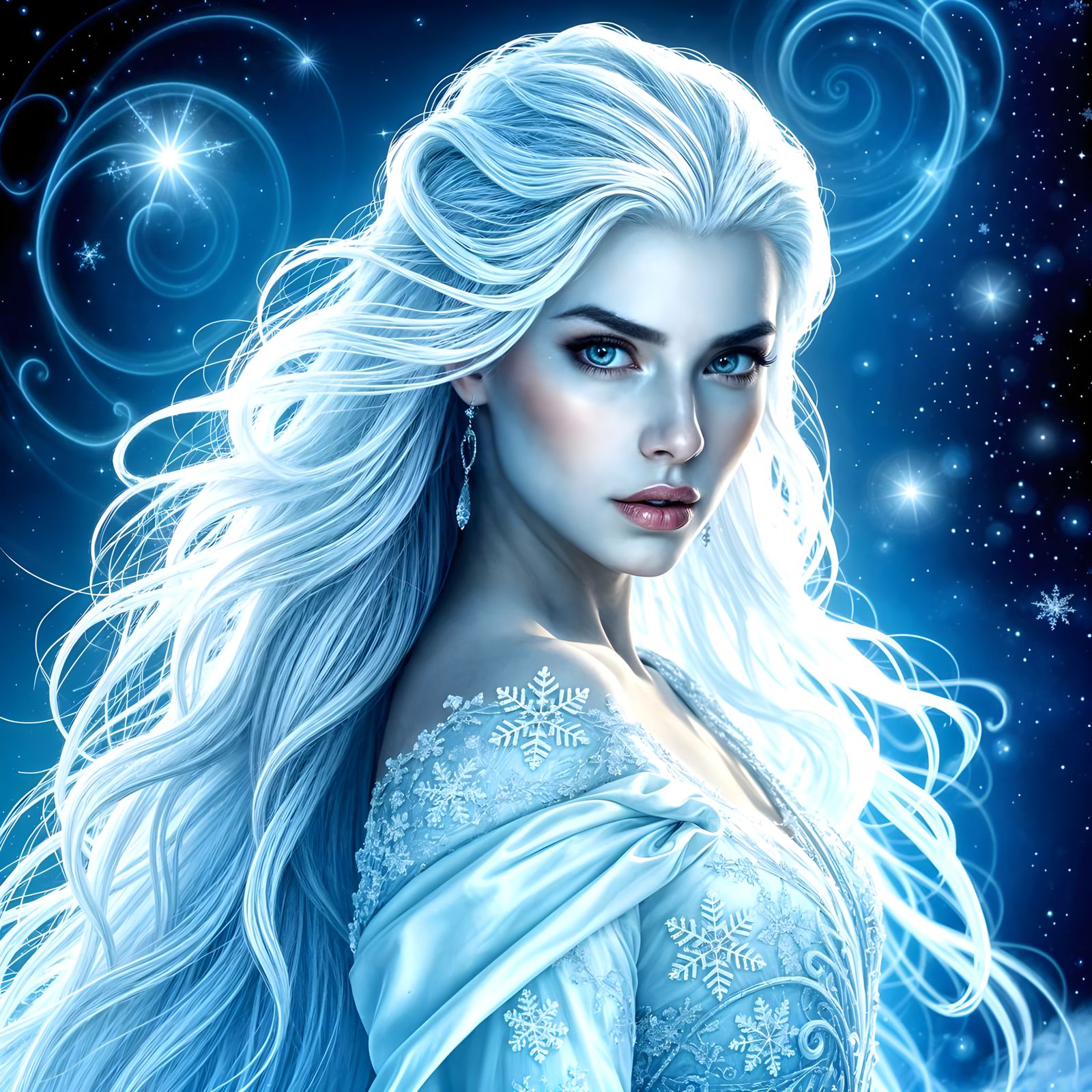 Snow Queen in Hyper-Realistic, Ethereal Splendor