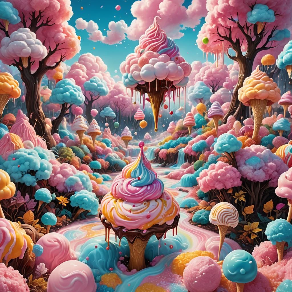 Colorful Candy Jungle in Whimsical Fantasy Art
