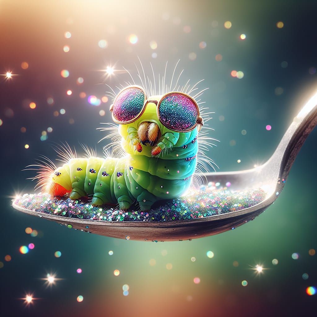 Surreal Disco Caterpillar in Glittering Wonderland