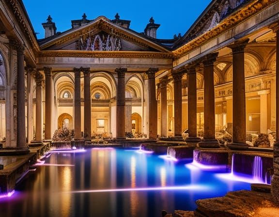 Ruined Roman Baths Digital Illustration in 8K