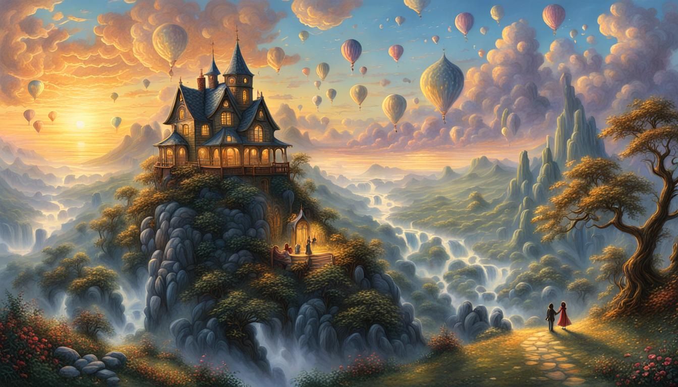 Ethereal Fantasy Scene at Golden Hour