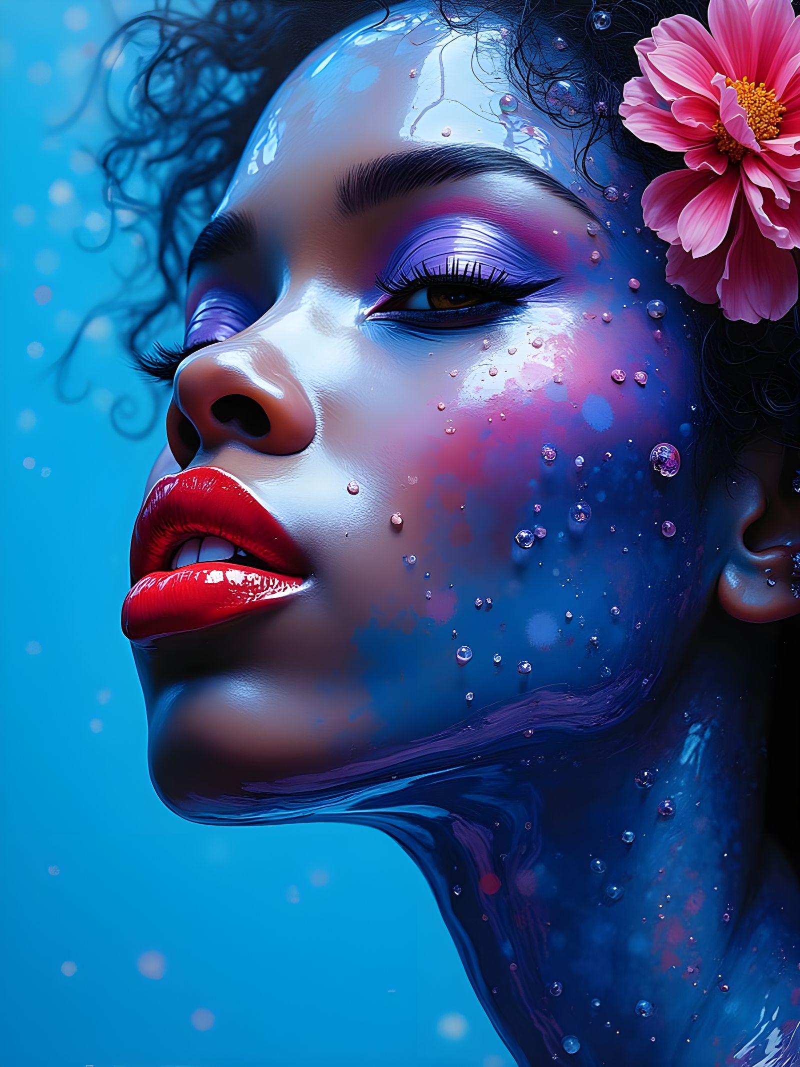 Ethereal Water Goddess in Graffiti Art Style