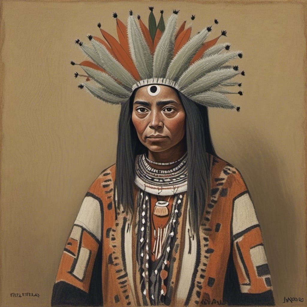 Native American Woman Portrait with Custom Styling