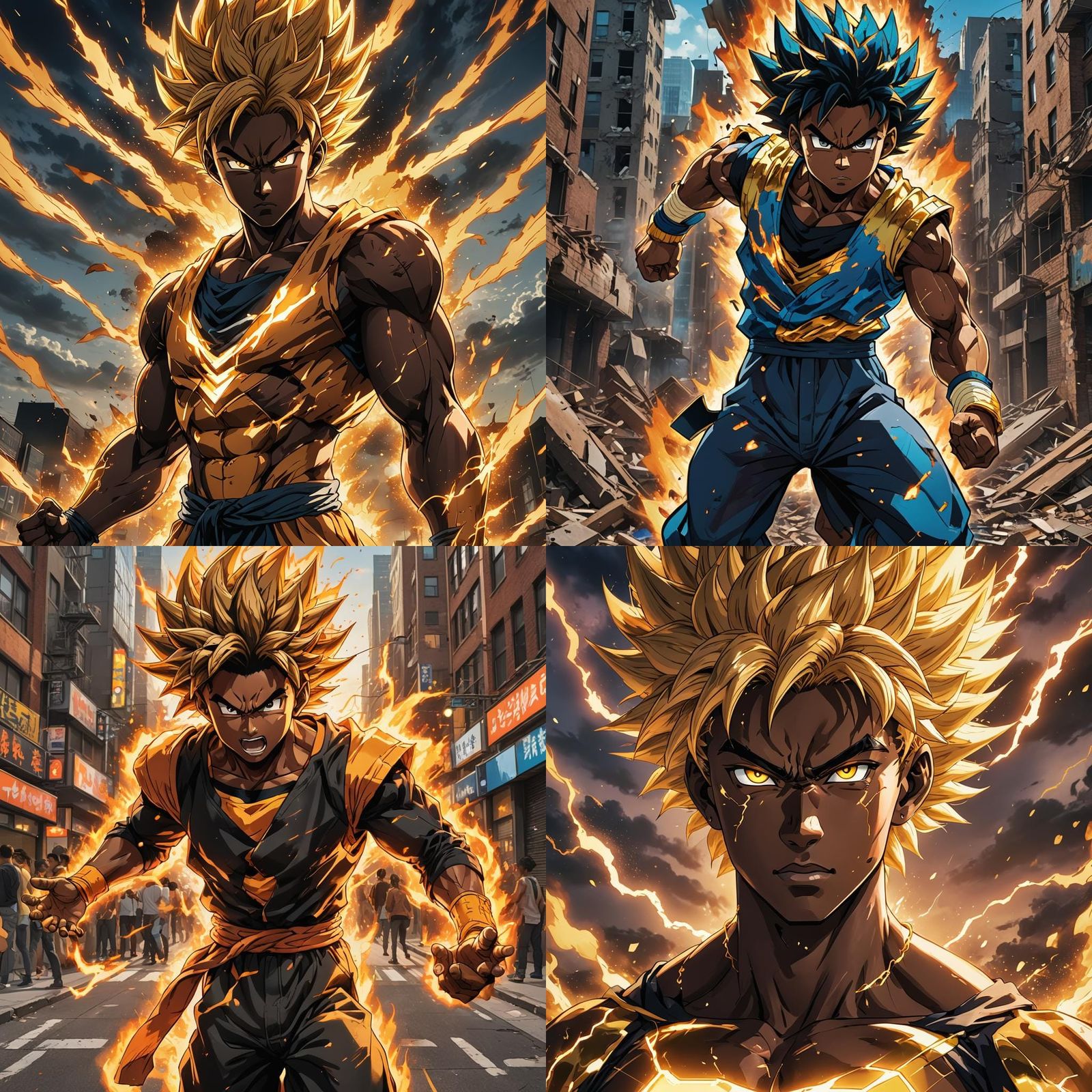 Black Teen Super Saiyan Anime Style