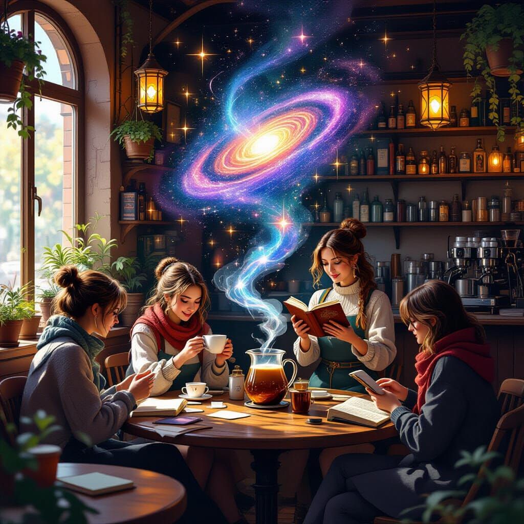 Cozy Dimly Lit Cafe With Magical Ambiance