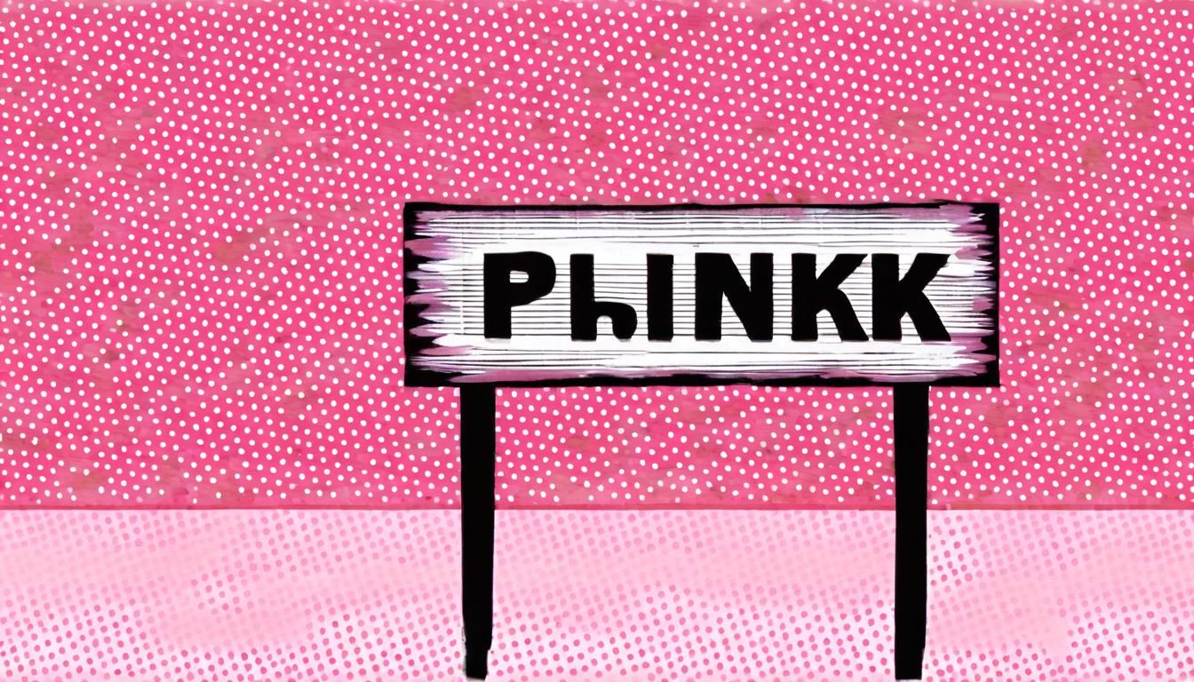 Pink Polka-Dotted Landscape with a Pink Sign