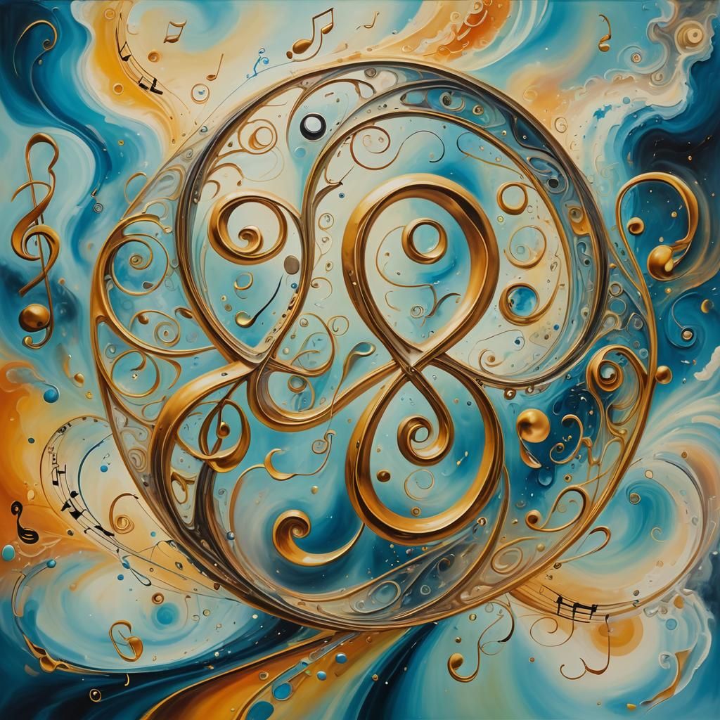 Surreal Infinity Symbol with Musical Notes in Pastel Oil