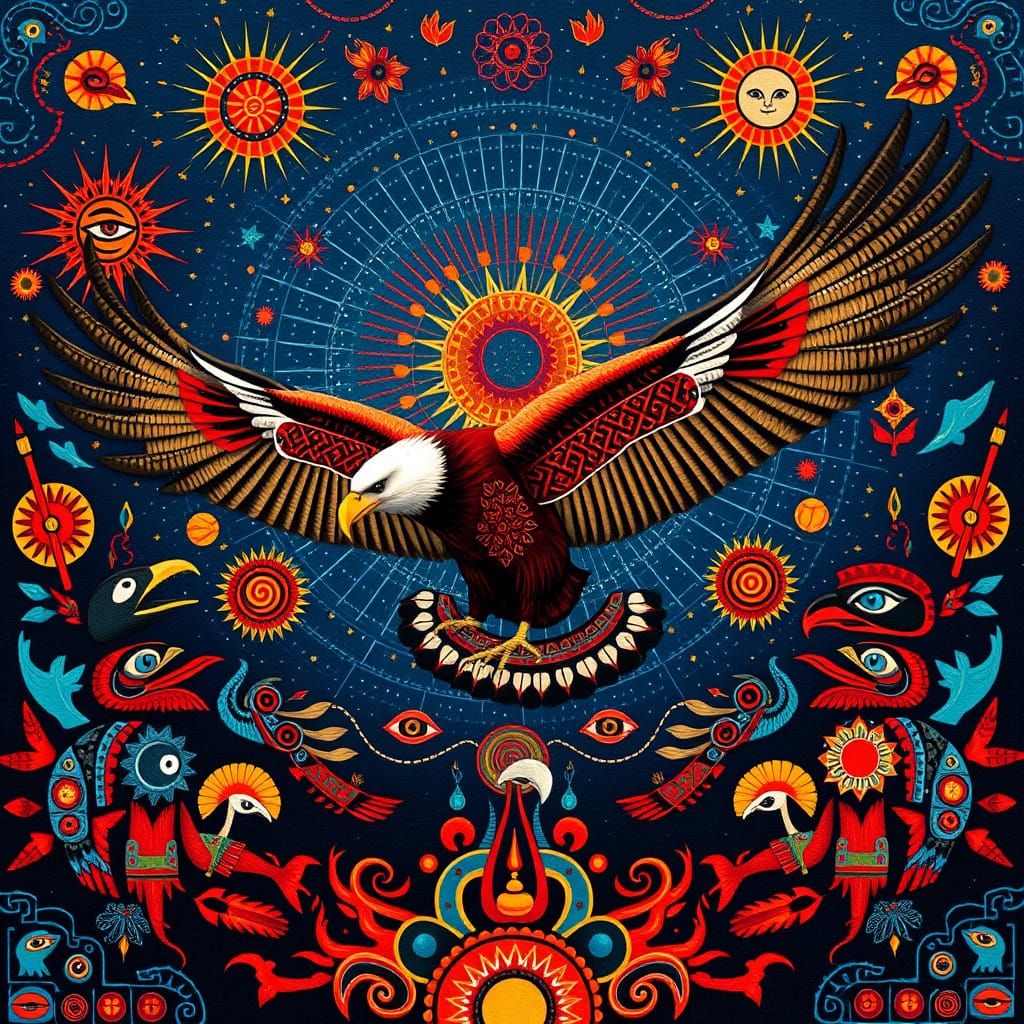 Majestic Condor in Sacred Fusion of Andean, Huichol, and Hai...