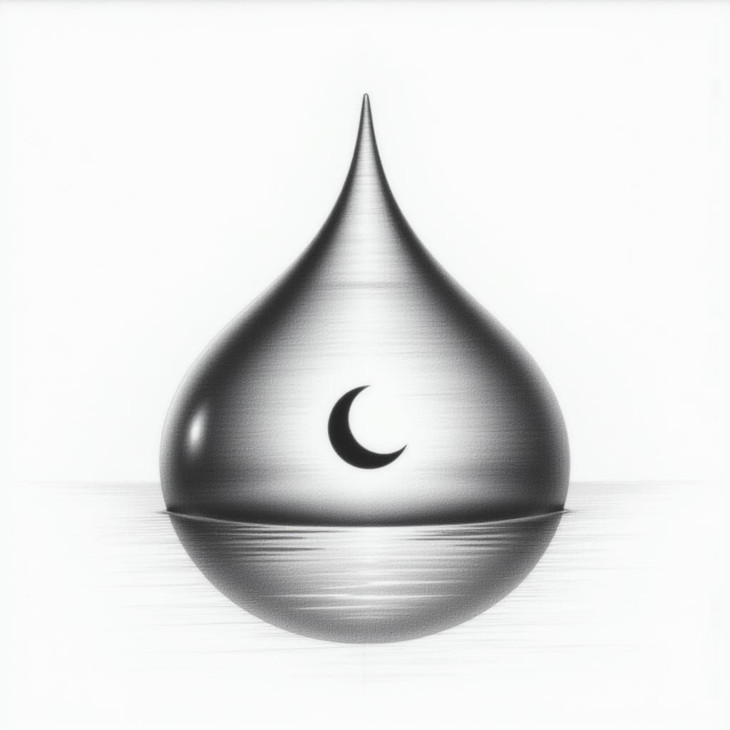 Moonlit Water Droplet in Black and White