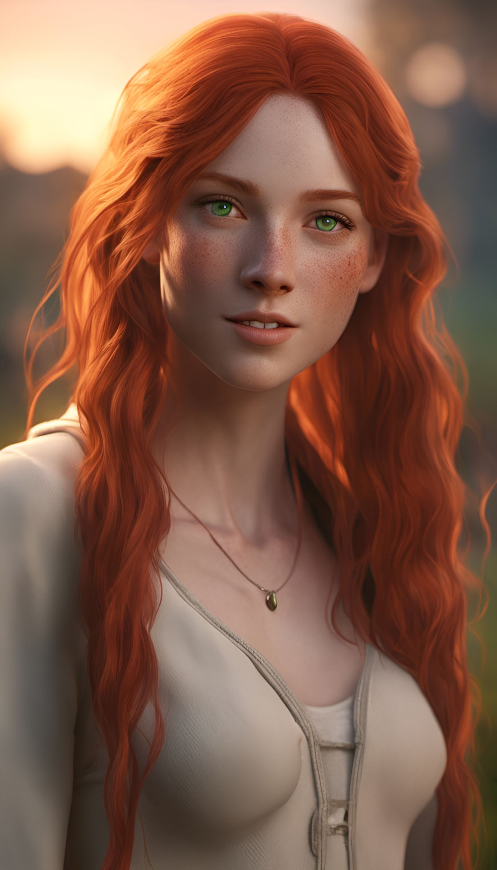 Pale Irish Girl Portrait in Golden Hour Lighting