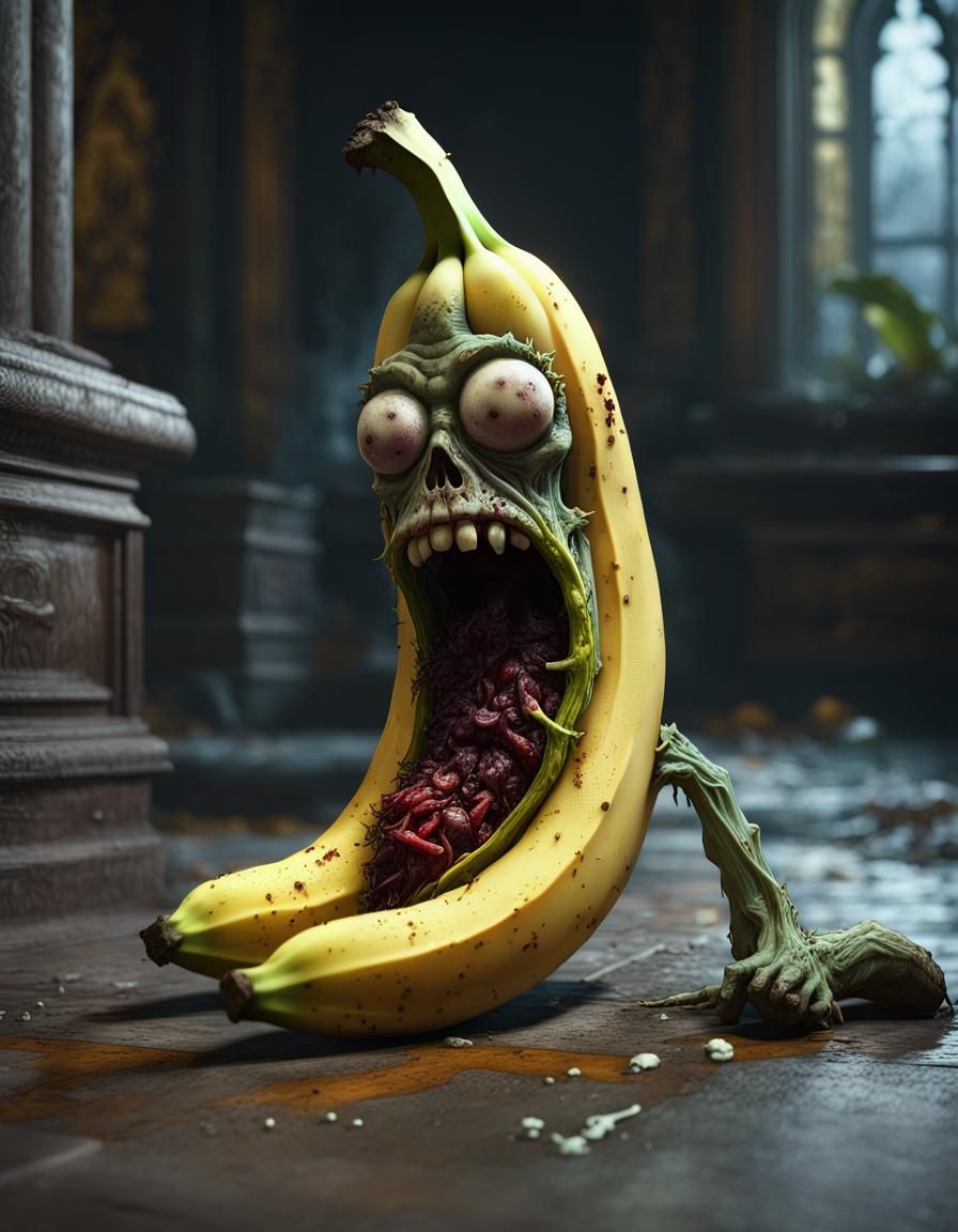 Zombie Banana in Gothic Dark Fantasy Style