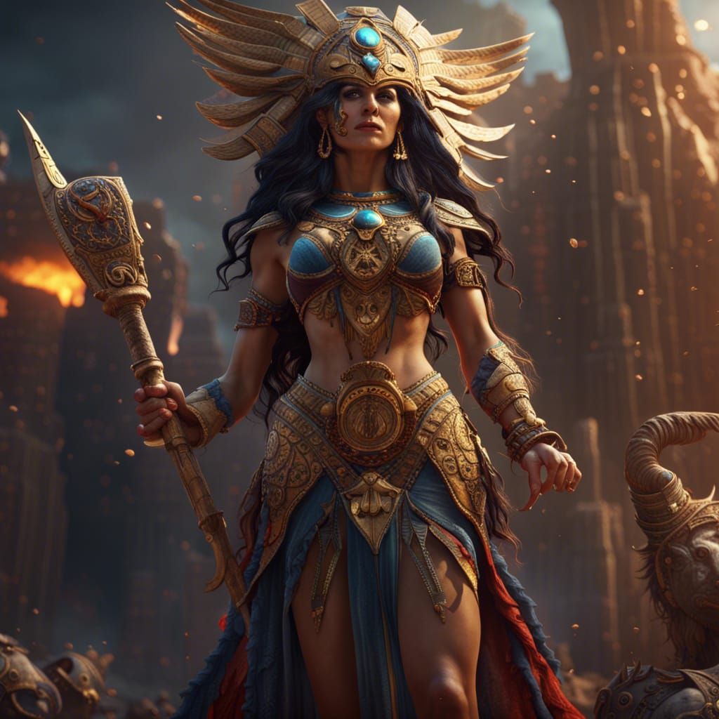 Ishtar Goddess of War: Detailed Matte Painting