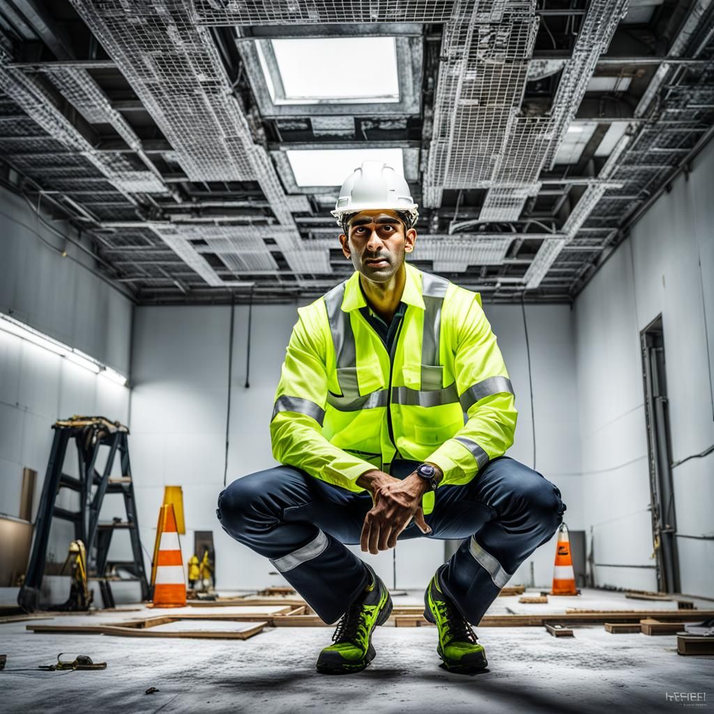 Engineer Fixing a Light, Hyperrealistic HDR Image