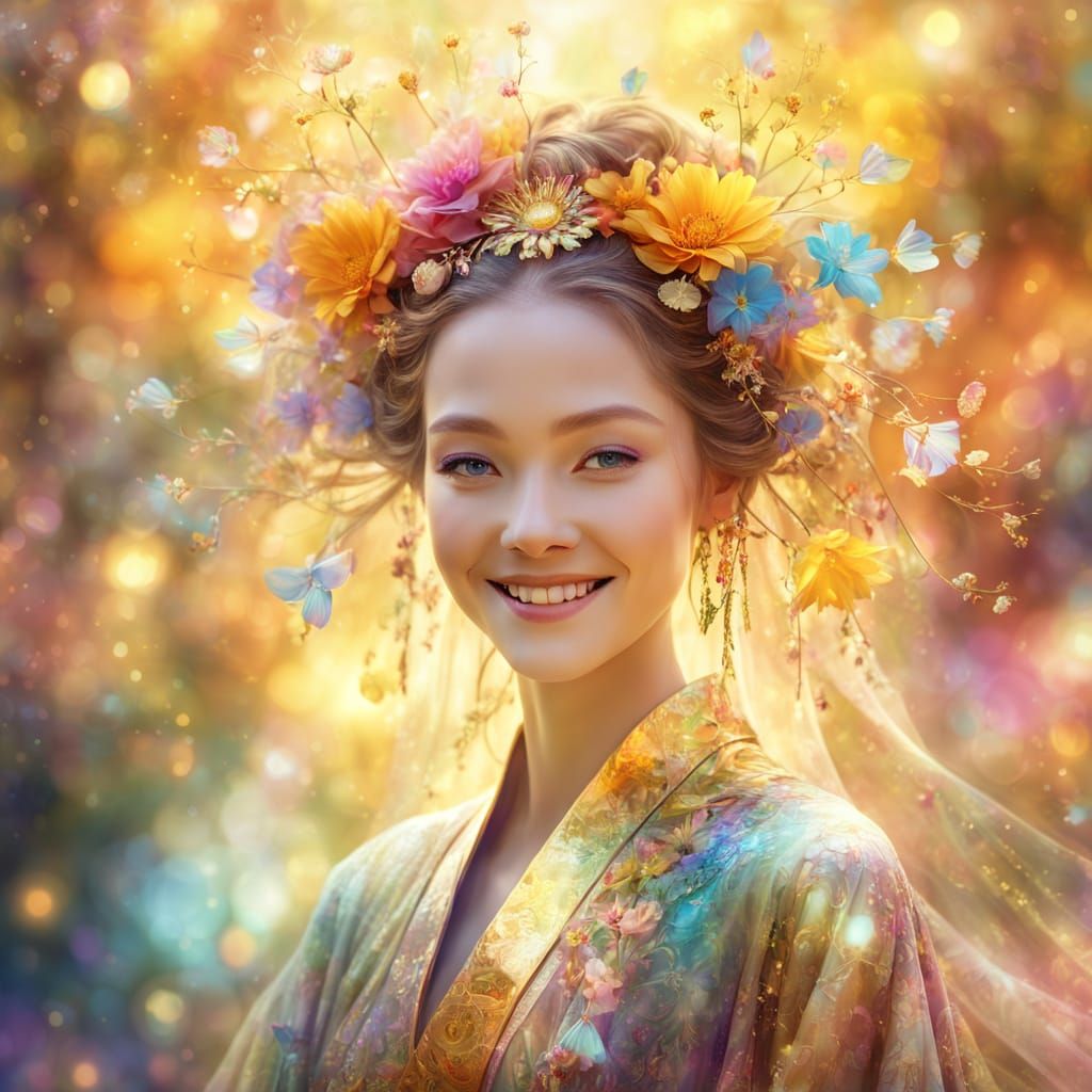 Flower Goddess Portrait in Ethereal Digital Art