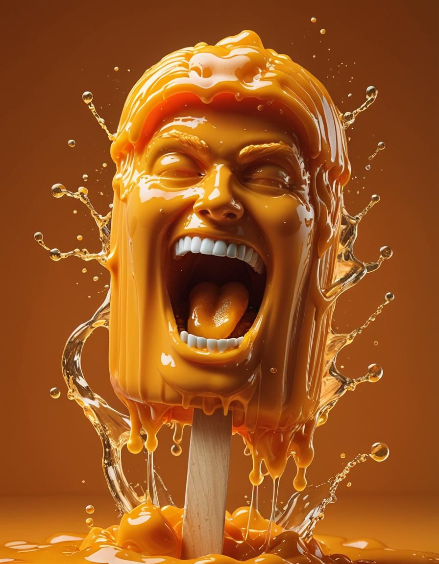 Hyperrealistic Orange Dreamsicle Popsicle Bite