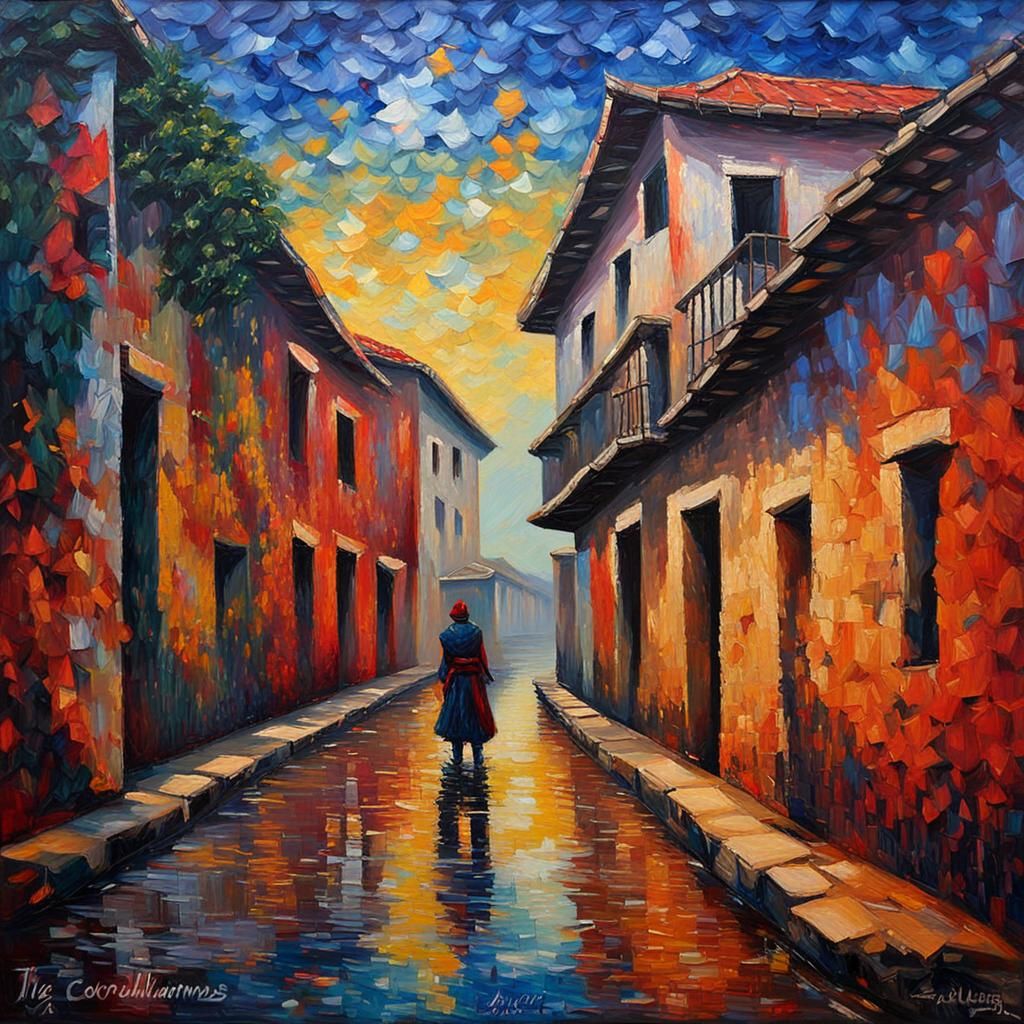 Apocalyptic Revelation: Neo-Impressionist Oil Painting