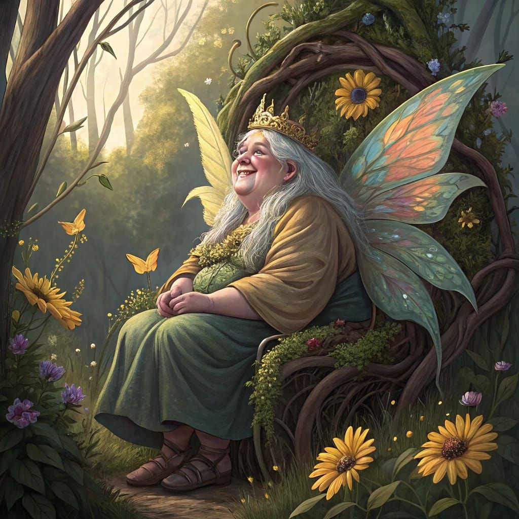 Whimsical Fae Fairy with Sunflower Crown