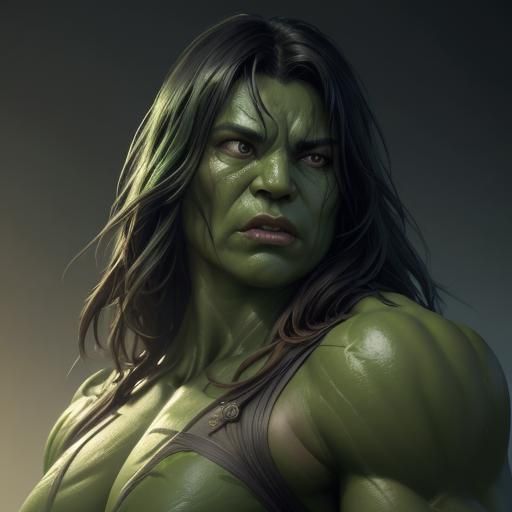 Muscular Green Figure in Hyperdetailed Digital Art