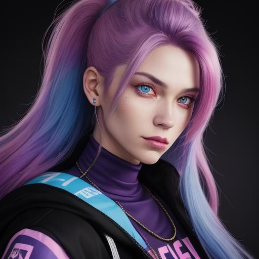 Vivid Portrait of Woman with Graffiti Art Aesthetic