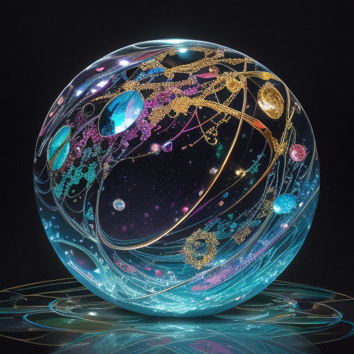 Vibrant Anime Concept Art with Glass Marbles and Melting Bub...