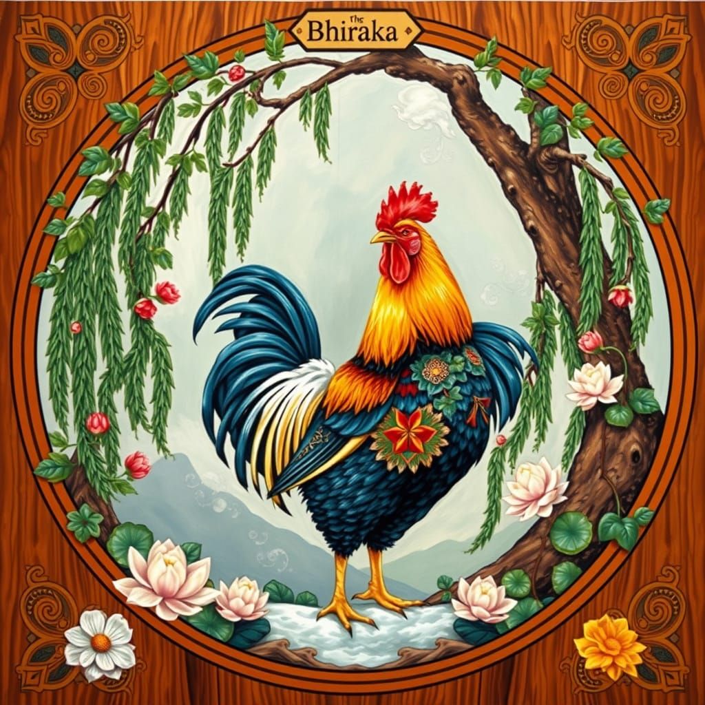 Majestic Chicken Logo in Expressionist Style