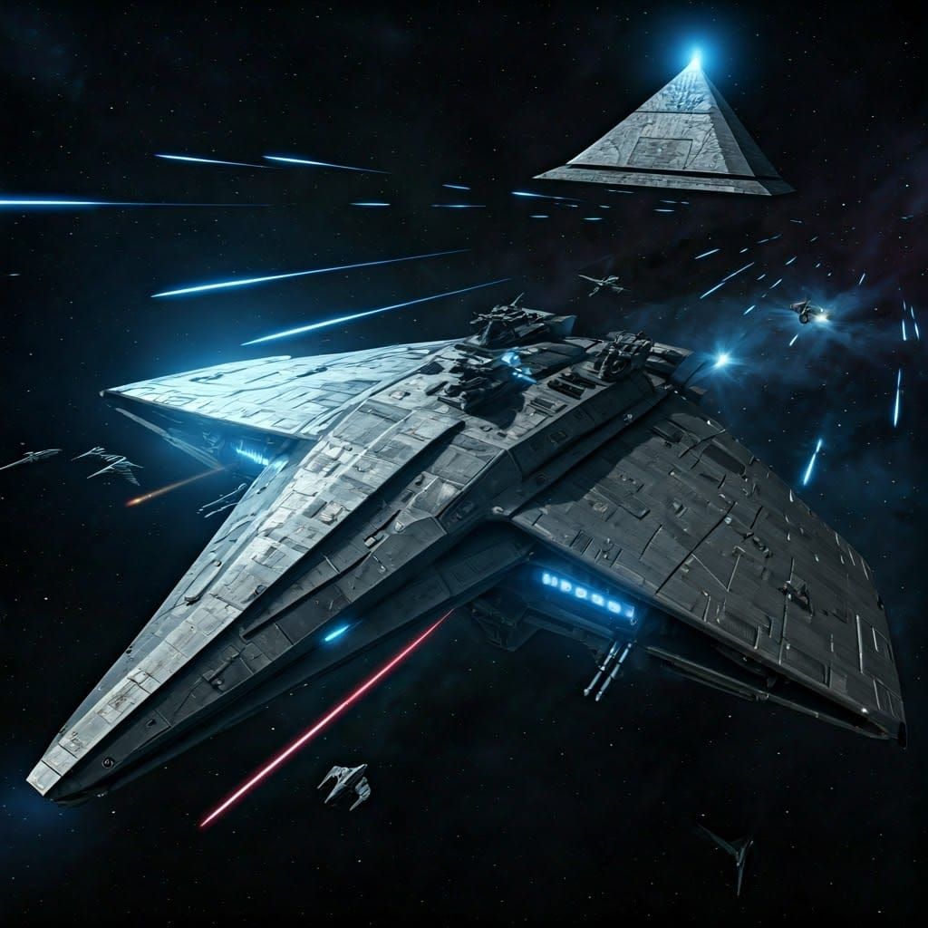 Epic Space Battle with Sleek Triangular Spaceships